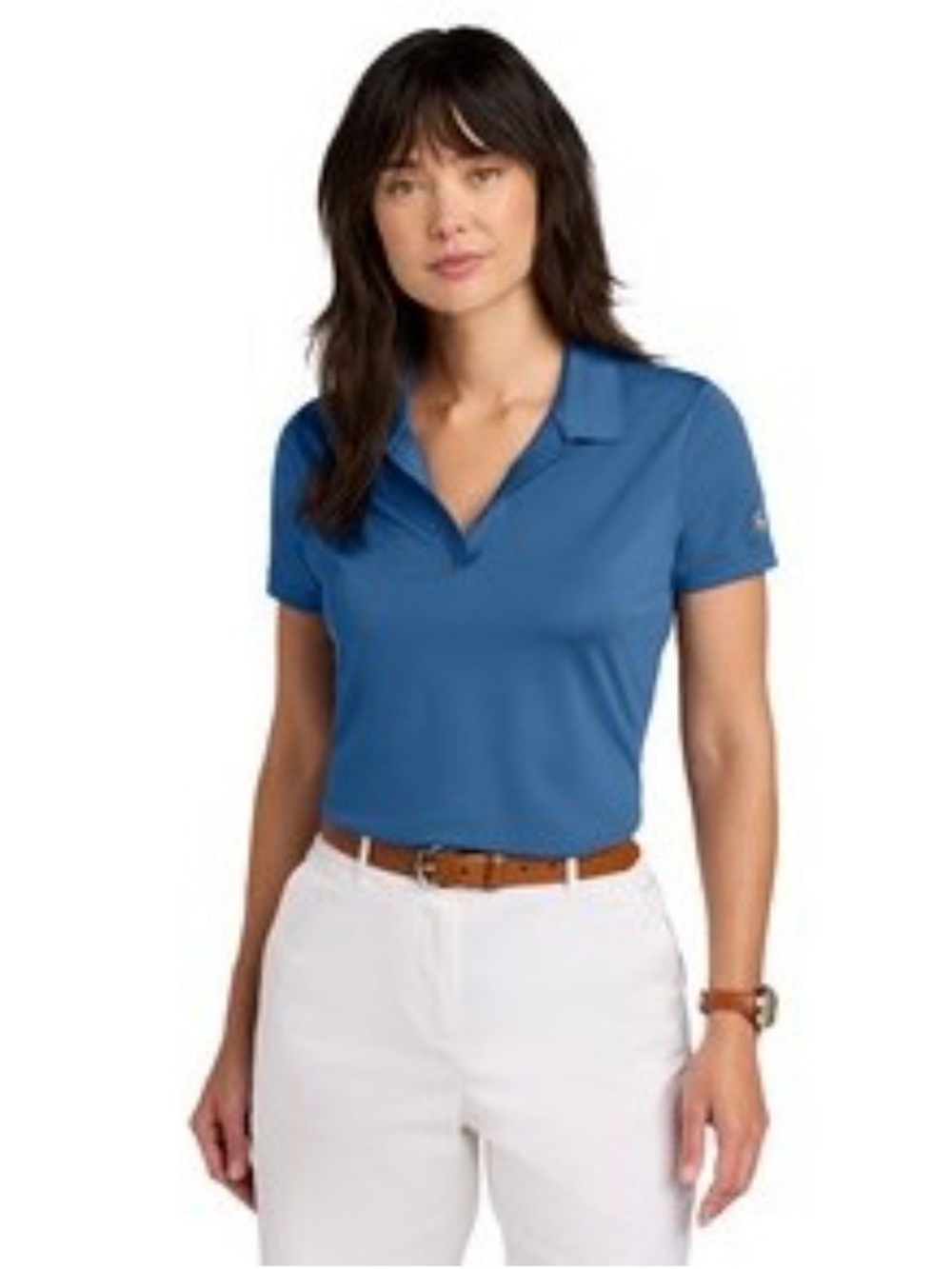BROOKS BROTHERS Women Mesh Pique Golf Performance Lightweight Polo Shirt Blue